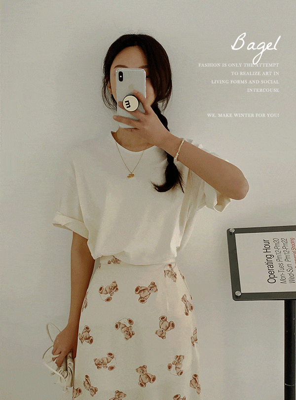 베이글 반팔 티셔츠 -6color 봄 간절기 이너 레이어드 라운드 루즈핏 베이직 데일리 